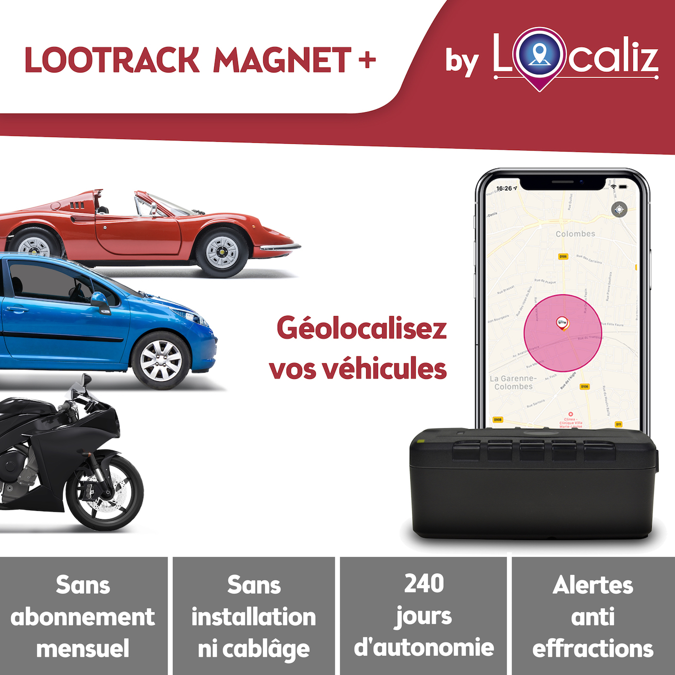 TRACEUR GPS VEHICULE NOMADE : LOOTRACK MAGNET+