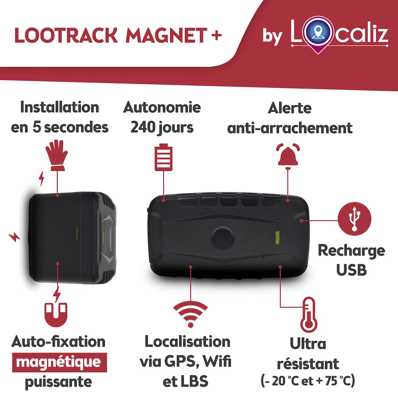 Traceur GPS espion ultra longue autonomie jusqu'à 240 jours