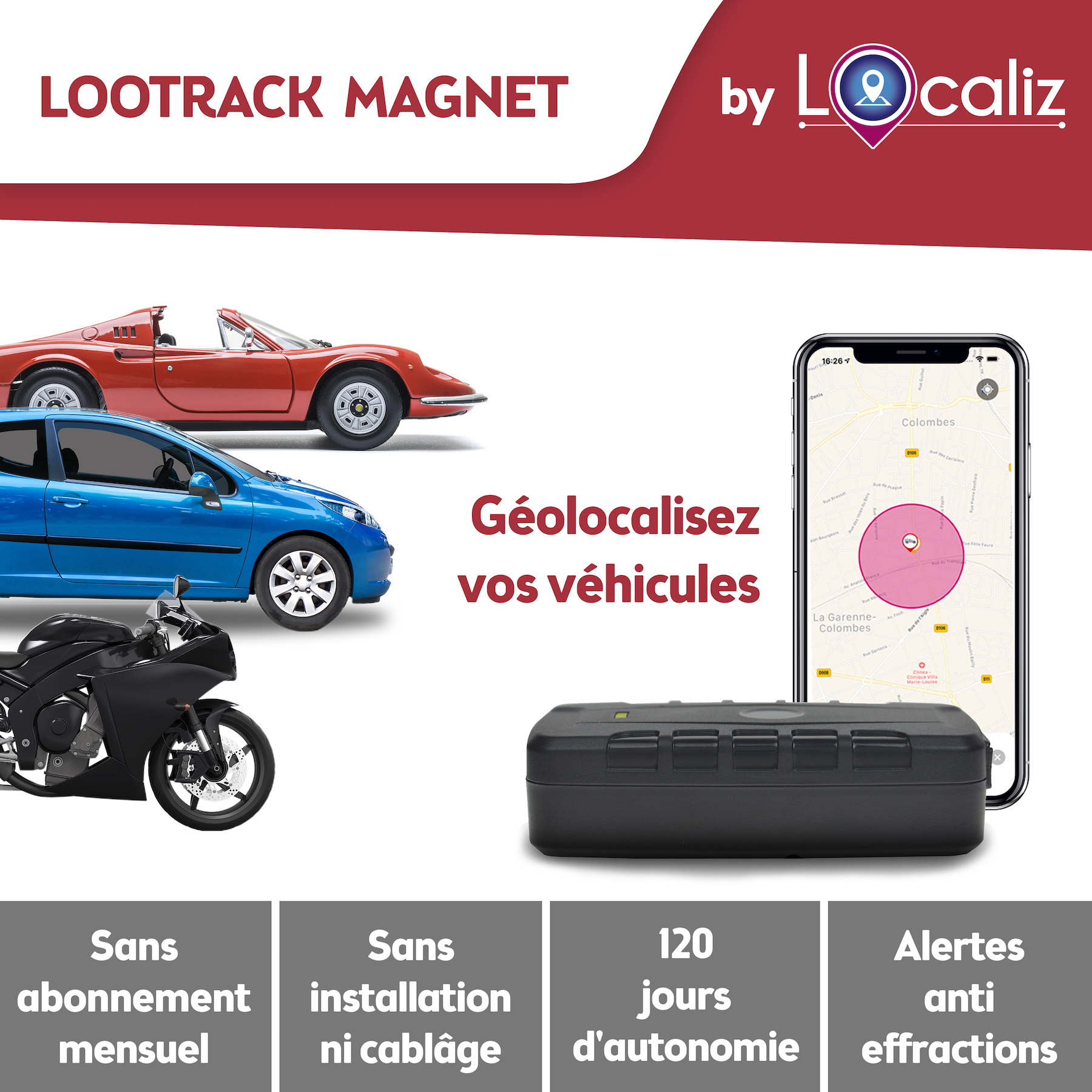 TRACEUR GPS VEHICULE NOMADE : LOOTRACK MAGNET+