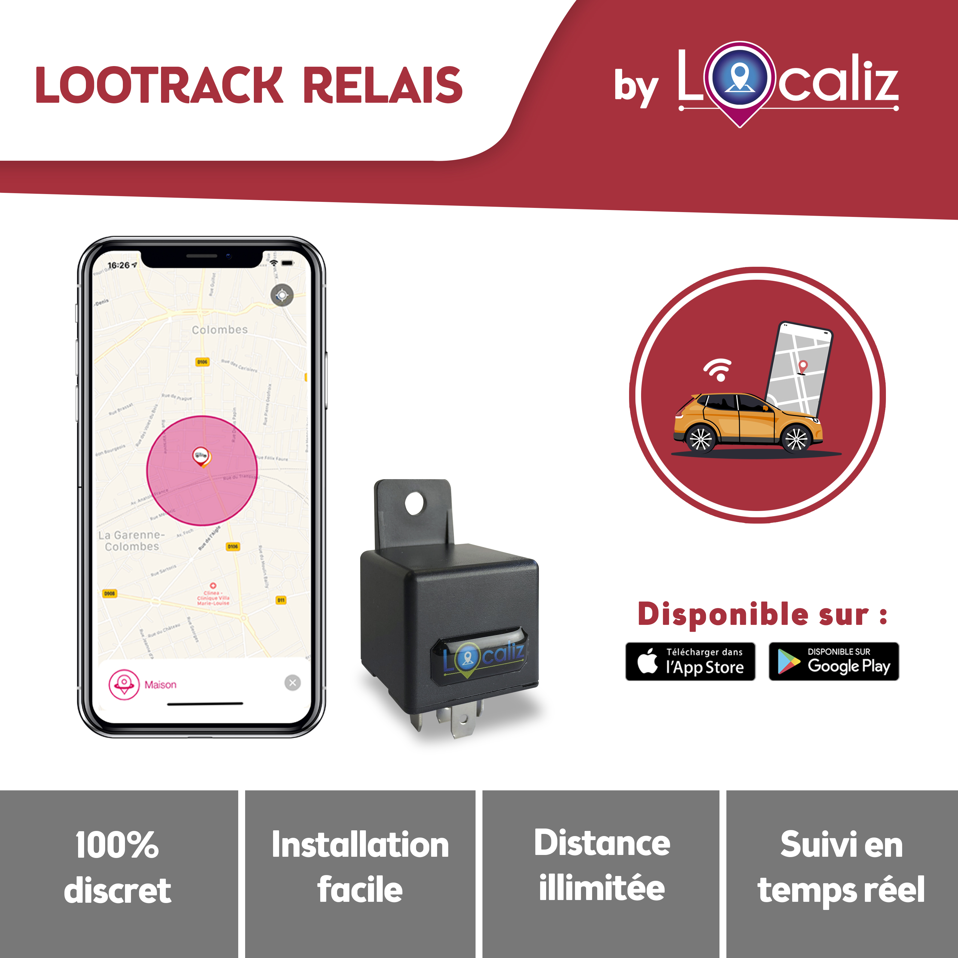 Traceur GPS Voiture 4G sans Abonnement App Android et iOS