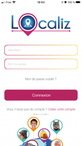 Ecran d'accueil application My LOcaliz